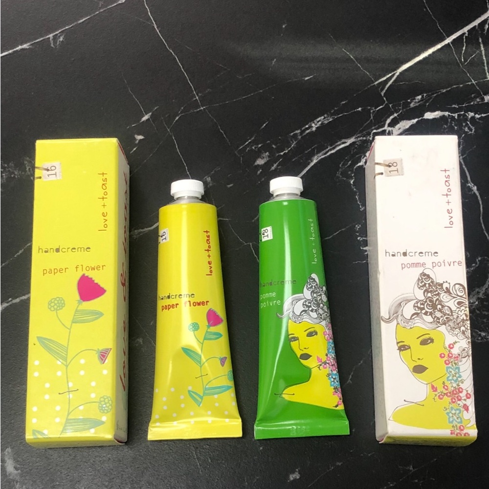 SET x2 LOVE & TOAST Tokyo Milk Pomme Poivre & Paper Flower Hand Cream 1.25oz ea